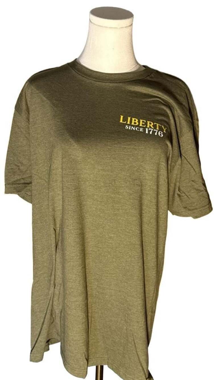 Til Valhalla Project Liberty Since 1776 Graphic T-Shirt Olive Green